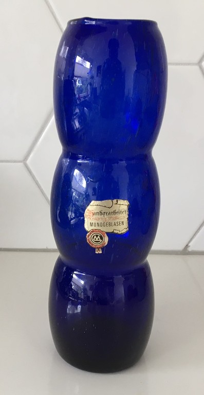 Ritzenhoff Glaswerke Marsberg - Cobalt blauw vintage glazen bubbel vaasje kopen? Bied vanaf 15!
