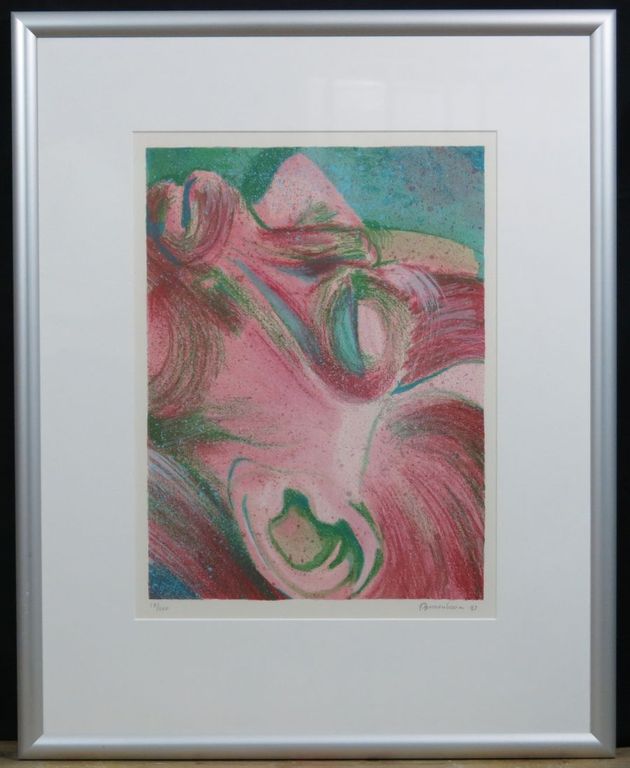 Onbekend gesigneerd: Zeefdruk, Gezicht - Ingelijst kopen? Bied vanaf 1!