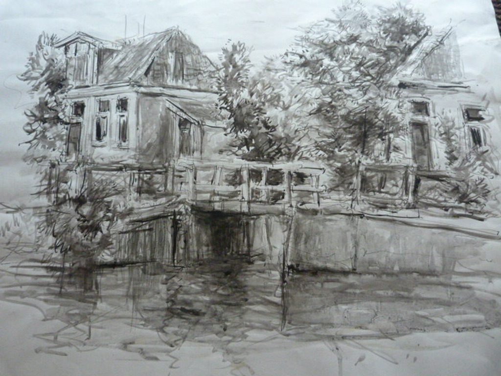 Jobst Heinrich Frese ( 1914 - 1986 ) - tekening/aquarel - dorpshuisjes. kopen? Bied vanaf 1!