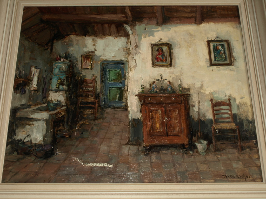 Theo van Oorschot : Olieverf op doek – Interieur – Ingelijst – ca 1950  kopen? Bied vanaf 150!
