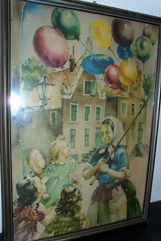 A. Kermer, Aquarel, Ballonnenverkoopster kopen? Bied vanaf 20!