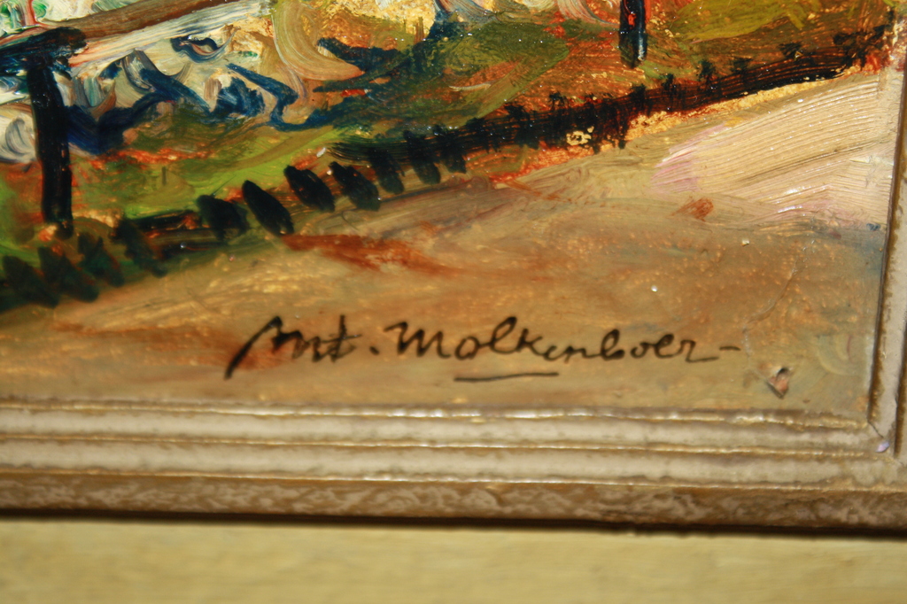 Anton MOLKENBOER - LEEUWARDEN 1892 - 1960 - BLOEMENTUIN MET HEILIG HART BEELD kopen? Bied vanaf 125!