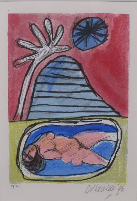 Corneille: Zeefdruk, Baignade - Ingelijst kopen? Bied vanaf 80!