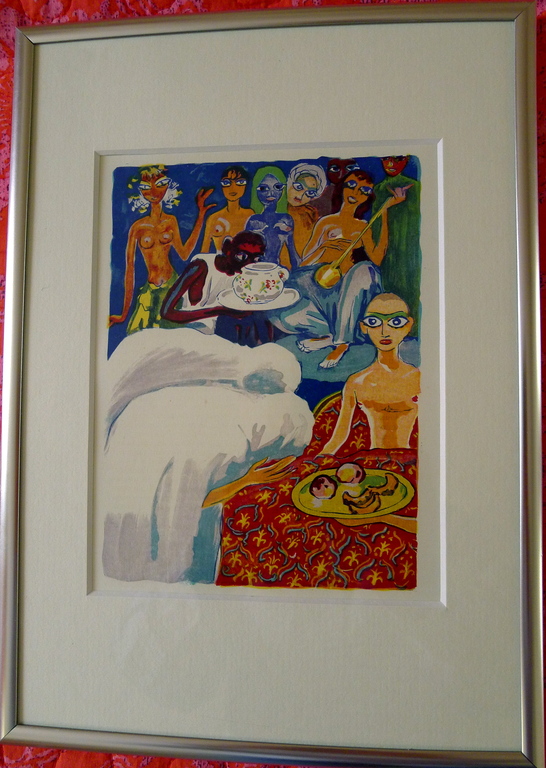 Kees van Dongen  een houtgravure  naar aquarel uit 1001 nacht, 1955 . Ingelijst. verkocht voor € 60!