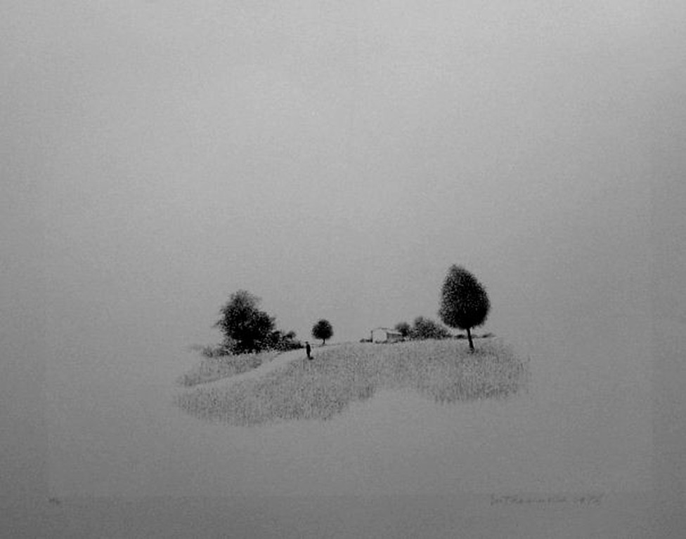 Metten Koornstra, litho uit 1976 figuur in landschap oplagenummer 48/90 verkocht voor € 55!