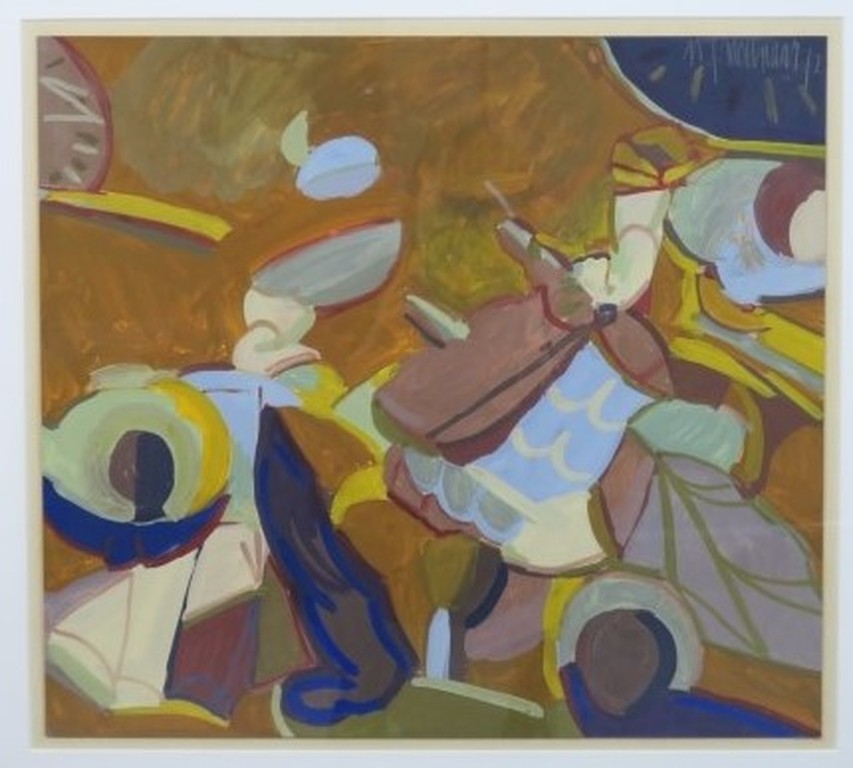 Niek Molenaar: Gouache, Denken aan roemeense frescos - Ingelijst kopen? Bied vanaf 60!