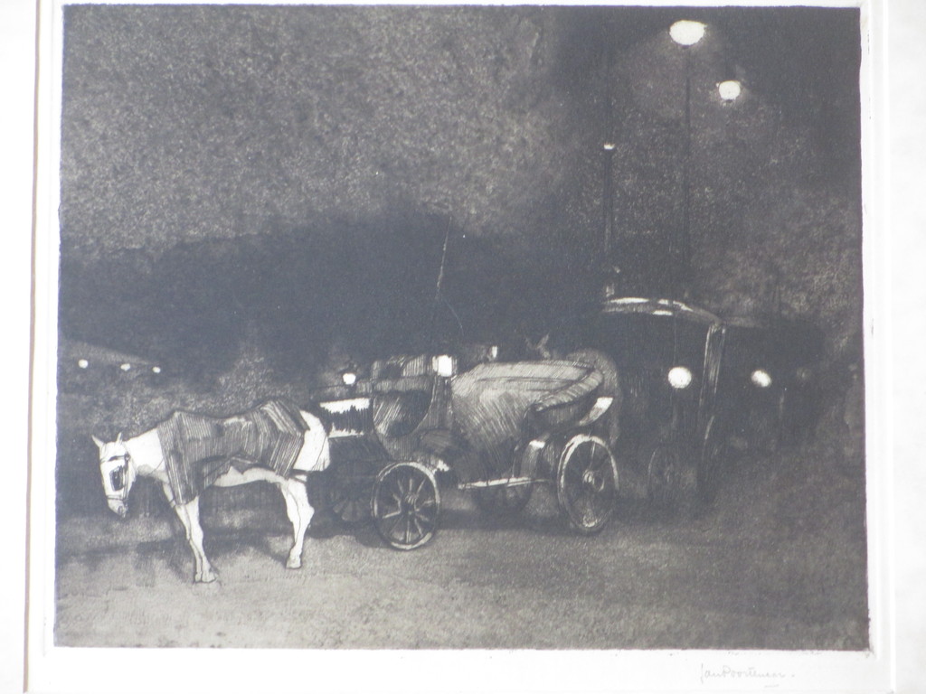 Jan Poortenaar, , Londense rijtuigen bij avond, Ets kopen? Bied vanaf 55!