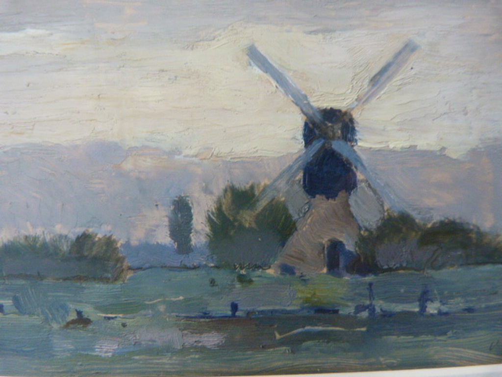 Hollands landschap - olieverf op board - gesigneerd. kopen? Bied vanaf 25!