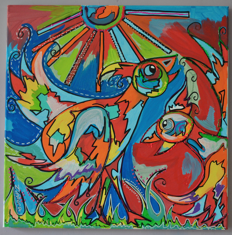 Zippora Meijer Bird Of The Dance  50/50cm op doek (katoen) kopen? Bied vanaf 1!