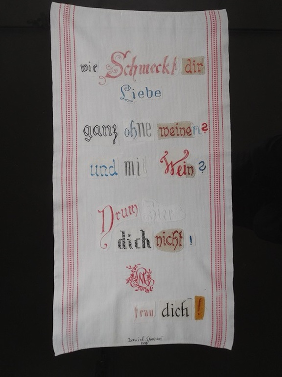 Daniel Spoerri, Zeefdruk van een merklap, 2015, gesigneerd en EA kopen? Bied vanaf 125!