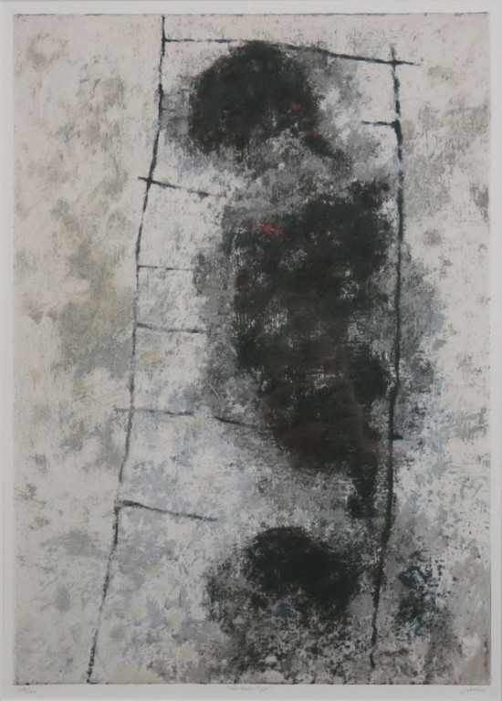 Jan Vosters: Zeefdruk, Verleden Tijd (bruin) - ingelijst kopen? Bied vanaf 50!