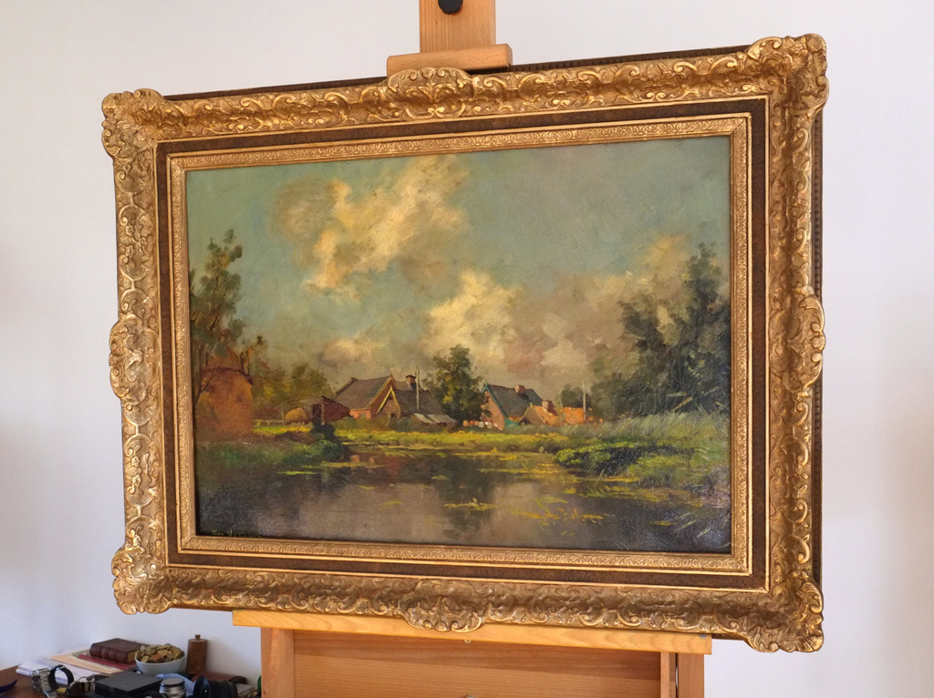 Landschap, olieverf op doek. verkocht voor € 160!