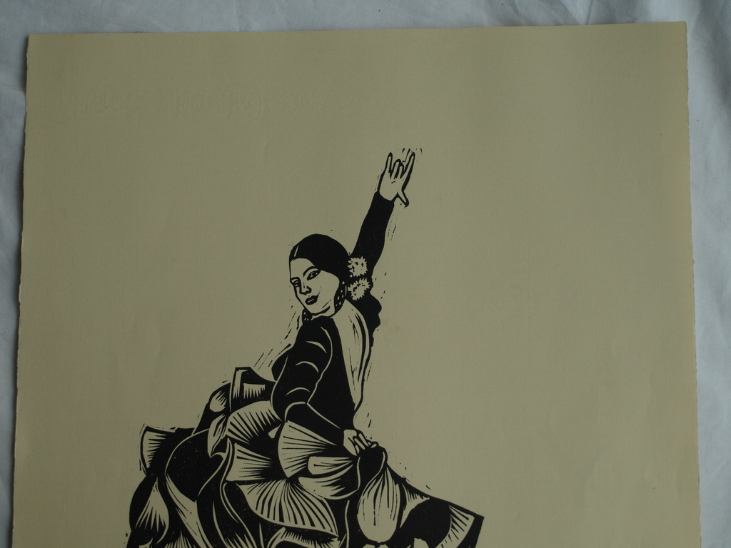 Jozef Bossaert : Houtsnede , Spaanse danseres – gesigneerd - 1982 – nr 1 / 5 ex. kopen? Bied vanaf 1!