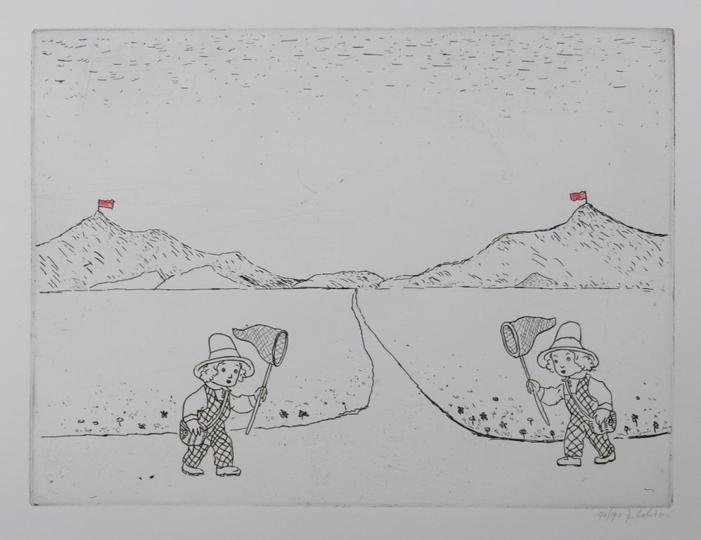 Pieter Holstein: Ets, Vlinders vangen verkocht voor € 40!