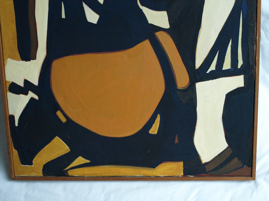 Henk Bos : Acrylverf op doek , Abstract – gesigneerd & ingelijst – ca 1965 kopen? Bied vanaf 90!