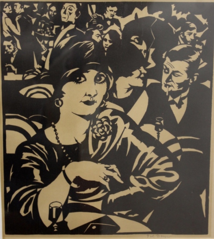 POL DOM  HANDGESIGNEERD  LINOSNEDE  CAFESCENE  JAREN 20  kopen? Bied vanaf 1!