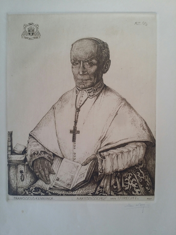 Willem van den Berg - Willem van den Berg. Litho. Gesigneerd. Aartsbisschop Kenninck Utrecht. verkocht voor € 39!