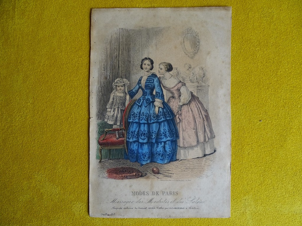 Ingekleurde gravure, Mode de Paris, 1853 kopen? Bied vanaf 1!