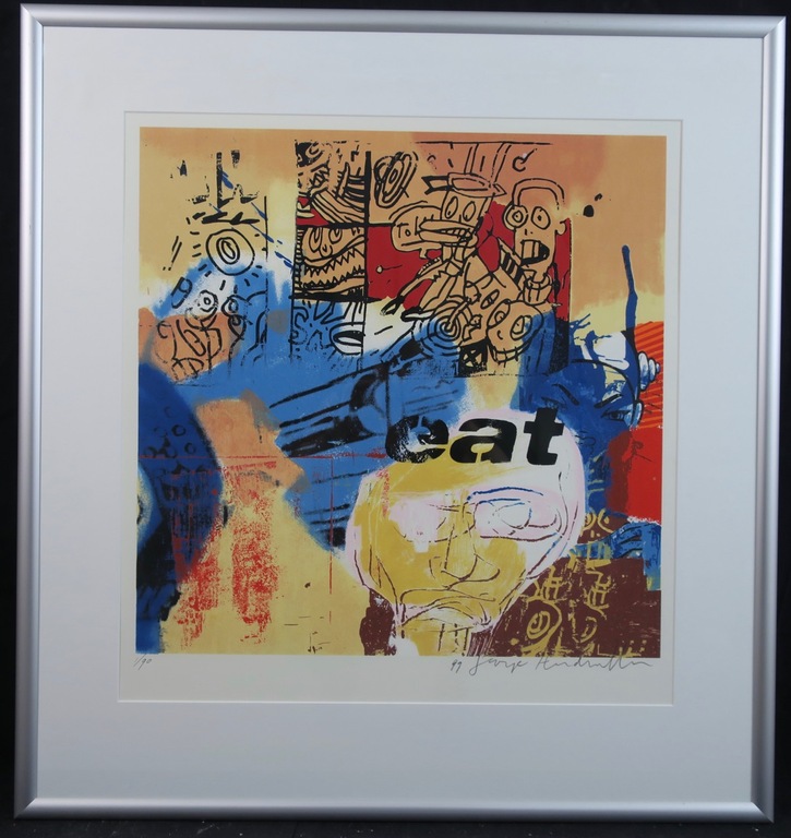 George Heidweiller: Zeefdruk, Eat - Ingelijst verkocht voor € 90!