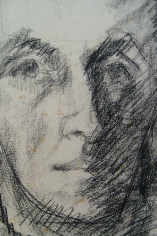 J.H.Frese, tekening, mannen hoofd kopen? Bied vanaf 20!