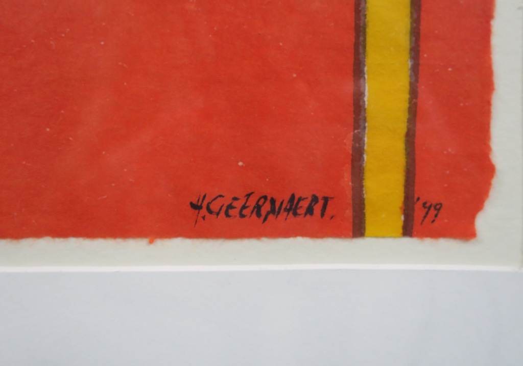 Hans Geernaert: Aquarel en collage, Altar and Butterfly - Ingelijst (groot) kopen? Bied vanaf 1!