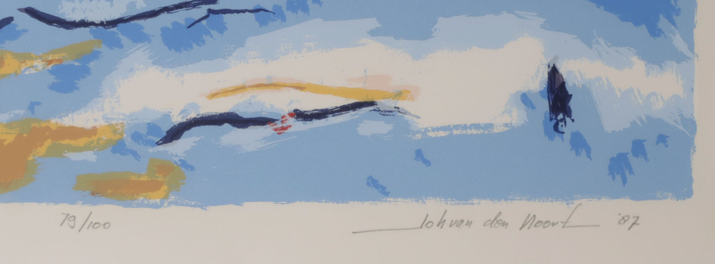 Johan van den Noort: Zeefdruk, Waddenzee II - Ingelijst kopen? Bied vanaf 1!