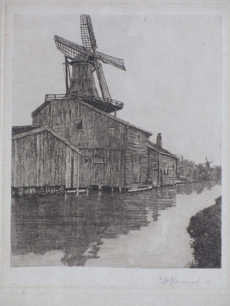 Chris Hammes, Houtzaagmolen, Ets 1912 verkocht voor € 40!