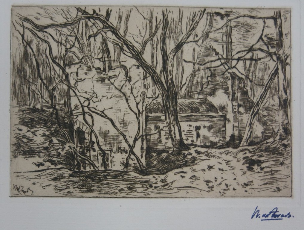 Willem de Zwart: Ets, Ruine bij Lage Vuursche verkocht voor € 35!