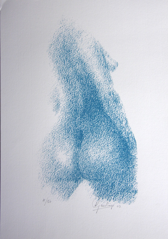 Anton Geerlings (1923), zeefdruk, vrouwelijk naakt in blauw kopen? Bied vanaf 50!