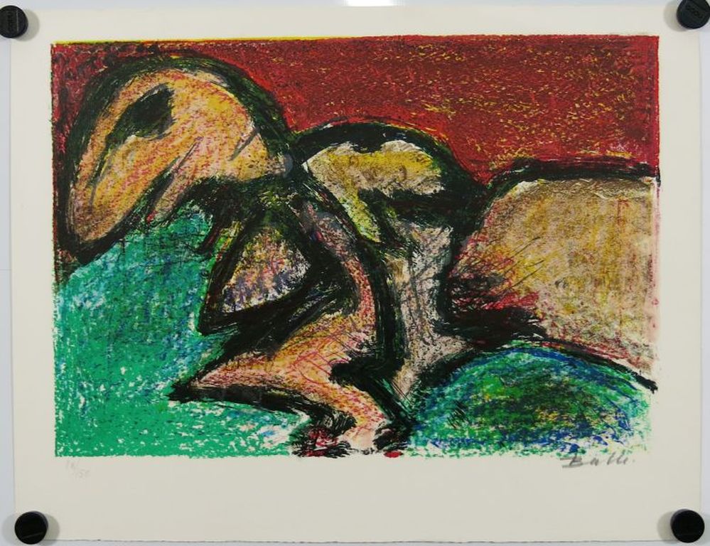 Mogens Balle: Kleurenlitho, Vreemd figuur verkocht voor € 70!