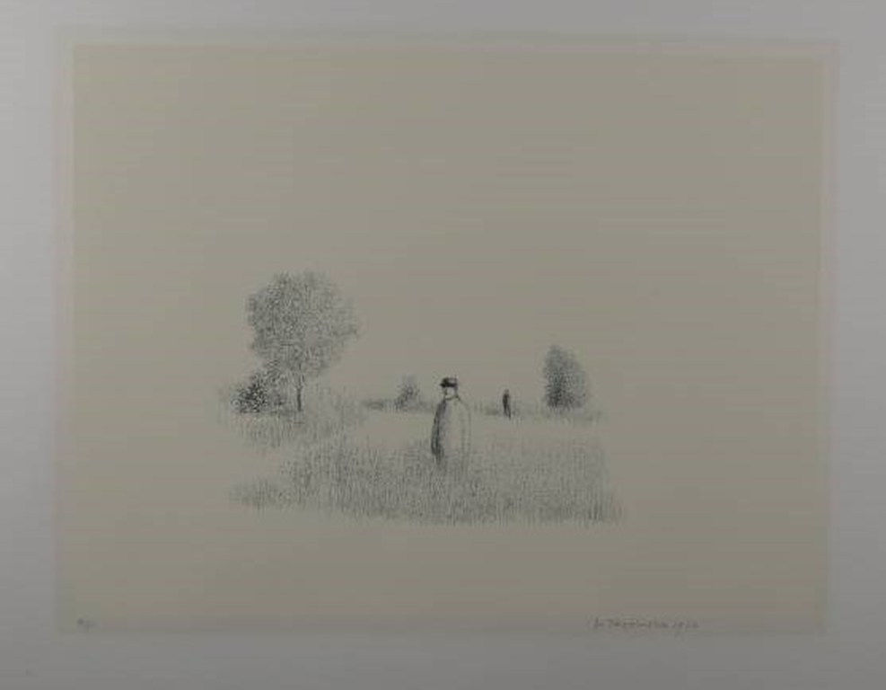 Metten Koornstra: Litho, Twee figuren in een landschap kopen? Bied vanaf 50!