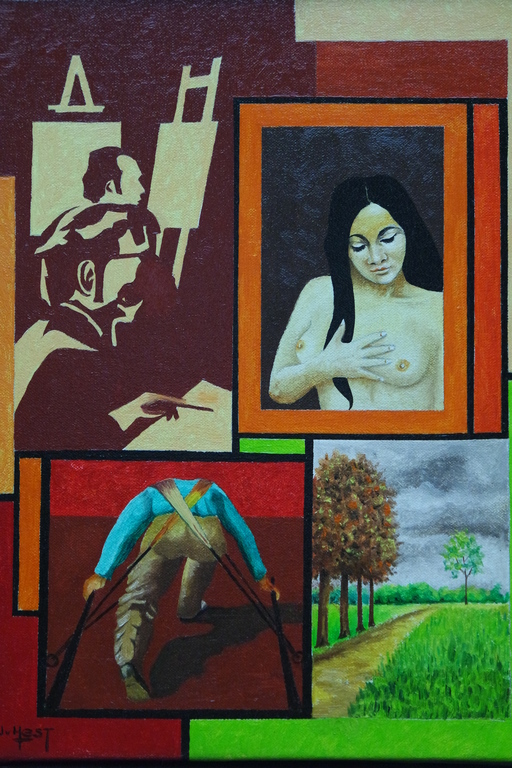 Jan van Hest (1915) - olieverf op doek - inspiratie v.d. kunstenaar verkocht voor € 285!