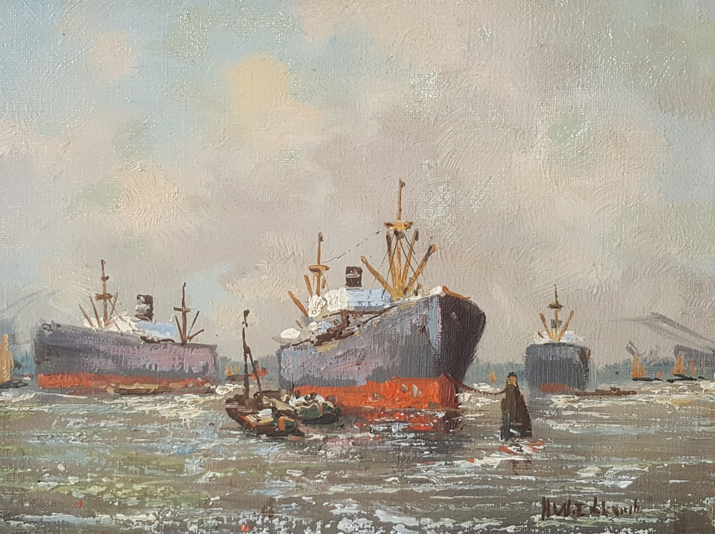 H.W. Eckhardt, olieverf op doek, gesigneerd. verkocht voor € 50!