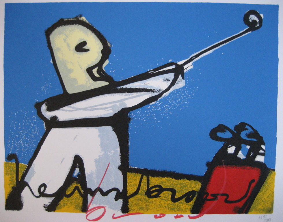 Herman Brood - Golfer - Hand gesigneerde zeefdruk verkocht voor € 160!