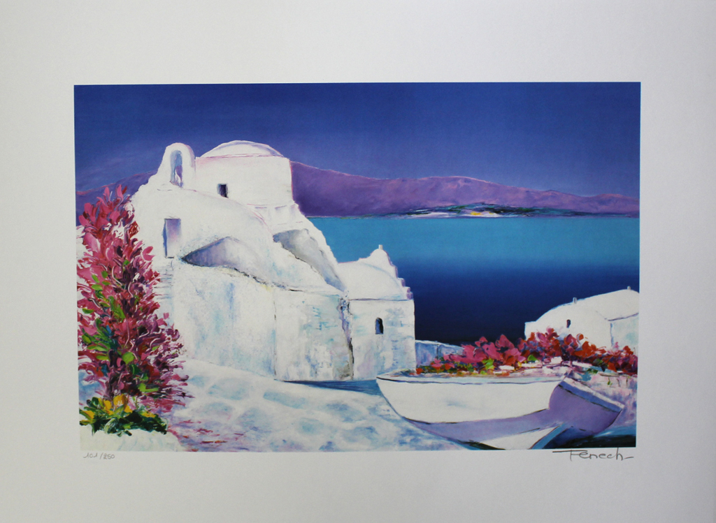SERGE FENECH -PAYSAGE DE GRECE, zomerse lithografie, handgesigneerd kopen? Bied vanaf 1!