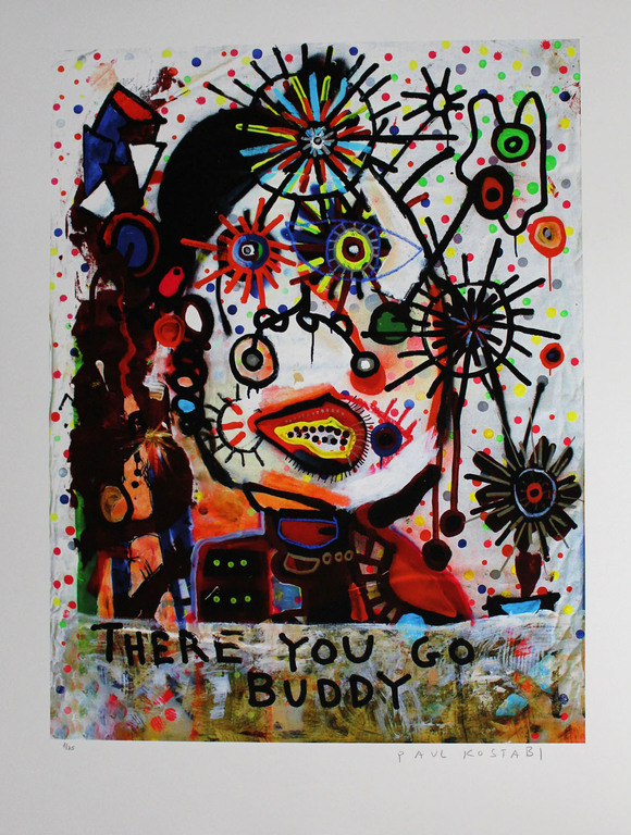 PAUL KOSTABI Gr Giclee(80x61 cm) THERE YOU GO BUDDY Handgesigneerd verkocht voor € 75!