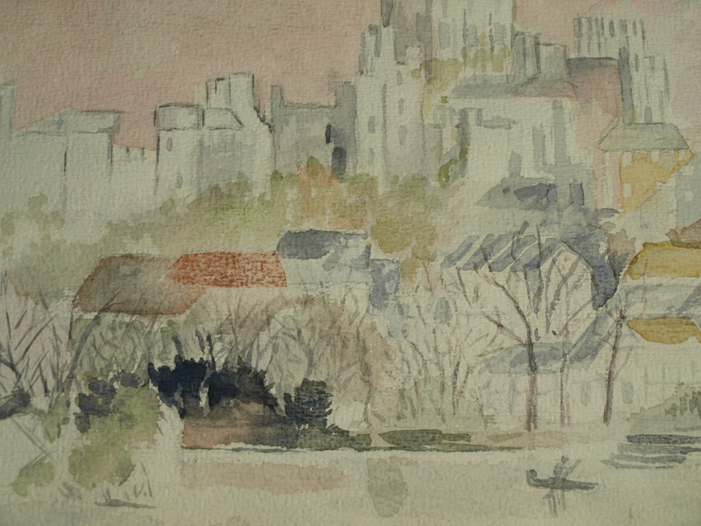 Onbekende kunstenaar: Aquarel – Stadsgezicht kopen? Bied vanaf 1!