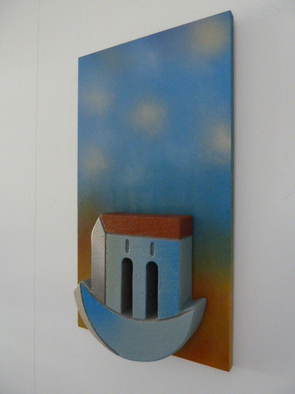 Stenen reliëf op paneel "Woonbootje" kopen? Bied vanaf 1!