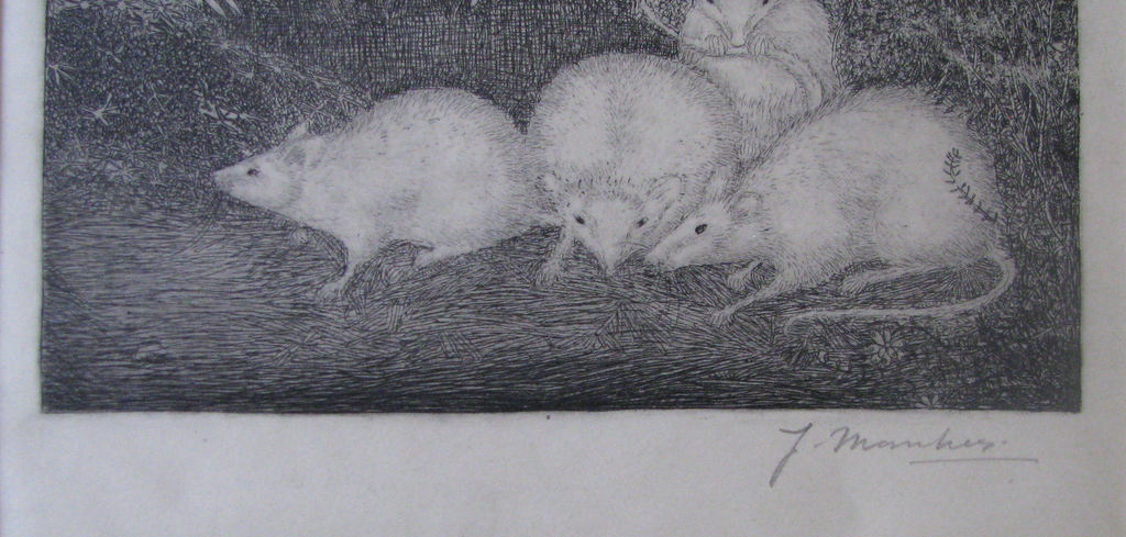 Jan Mankes, ets, Muizen aan bosrand kopen? Bied vanaf 750!