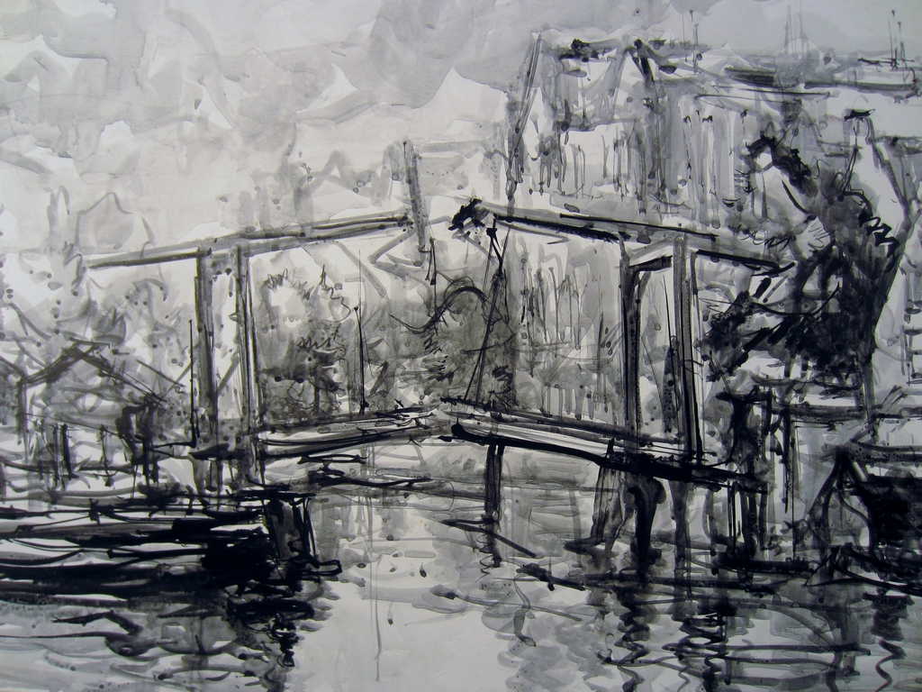 Job Heinrich Frese (1914-1986) - Aquarel brug te Amsterdam -  kopen? Bied vanaf 1!