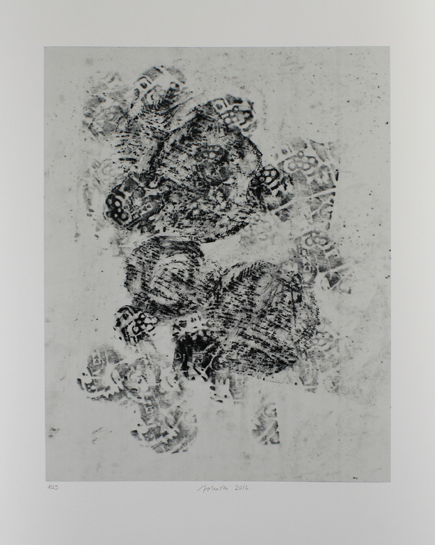 Adochi. - Komposition I - Pigmentdruk op katoenpapier. 2016. verkocht voor € 37!