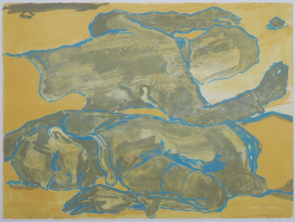 Koen Ebeling Koning: Litho, Zonder titel (goudkleur) - Ingelijst kopen? Bied vanaf 1!