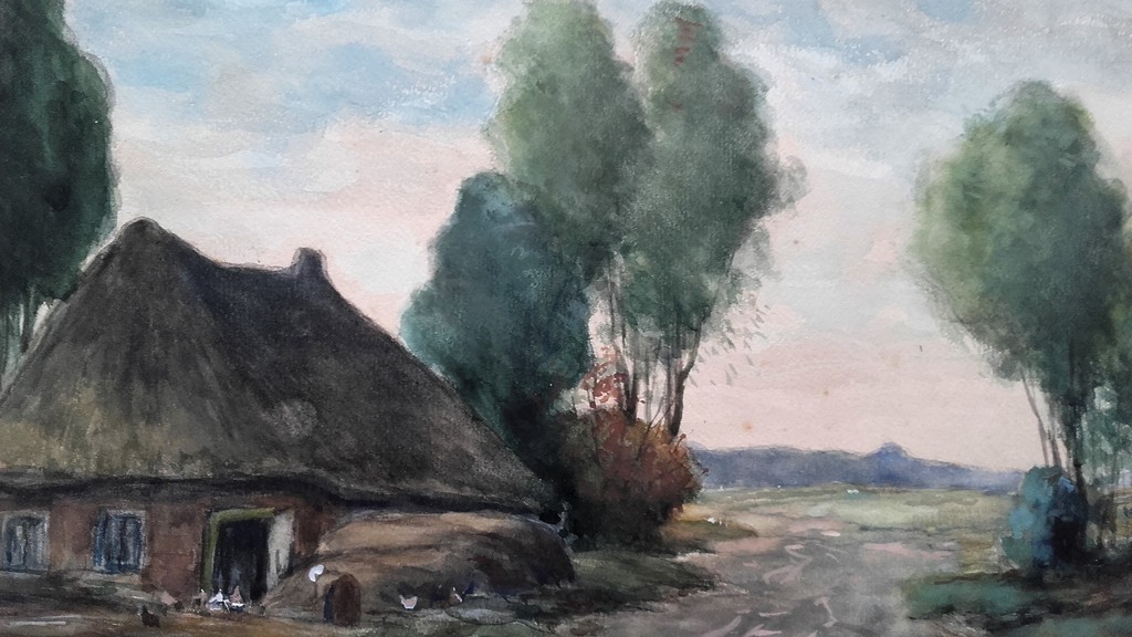 Johannes Martinus Bach - Aquarel - Landschap met boerderij kopen? Bied vanaf 25!