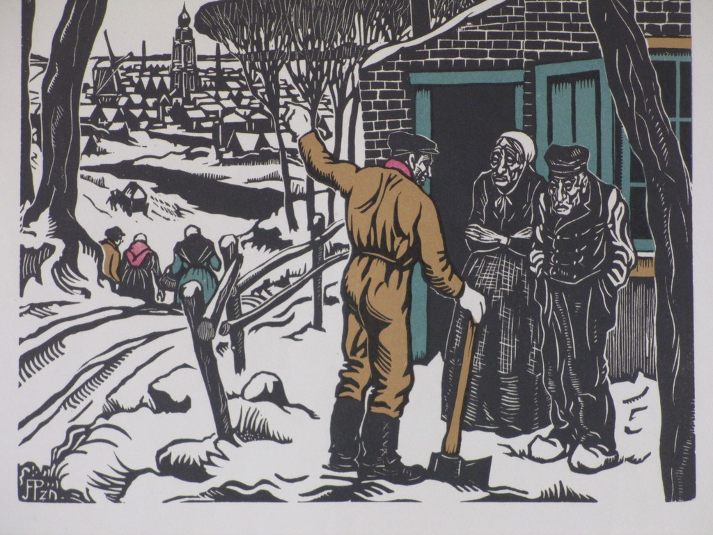 Jan Franken Pzn, Strenge Winter, Kleurenhoutsnede kopen? Bied vanaf 40!