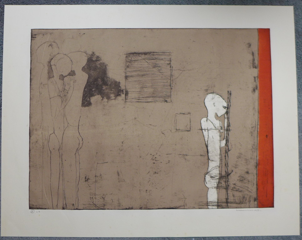 Werner Moonen, Gent (B)1940 - 2011 ets uit 1977 1. e.a.  gesigneerd rechsonder   verkocht voor € 126!