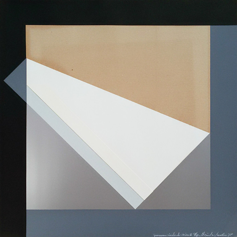 Christa van Santen - Gevouwen vierhoek serie I, zeefdruk met collage verkocht voor € 130!