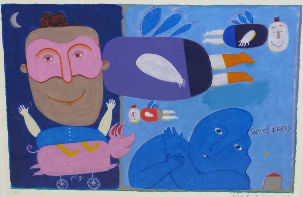 Wouter Stips: Zeefdruk, Sweet dreams - Ingelijst (groot) verkocht voor € 110!