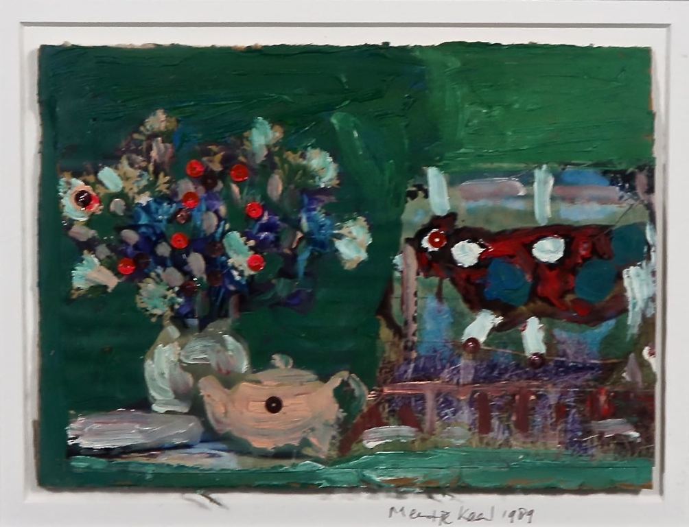 Meertje Kaal: Olieverf en collage op karton, Zonder titel - Ingelijst kopen? Bied vanaf 1!