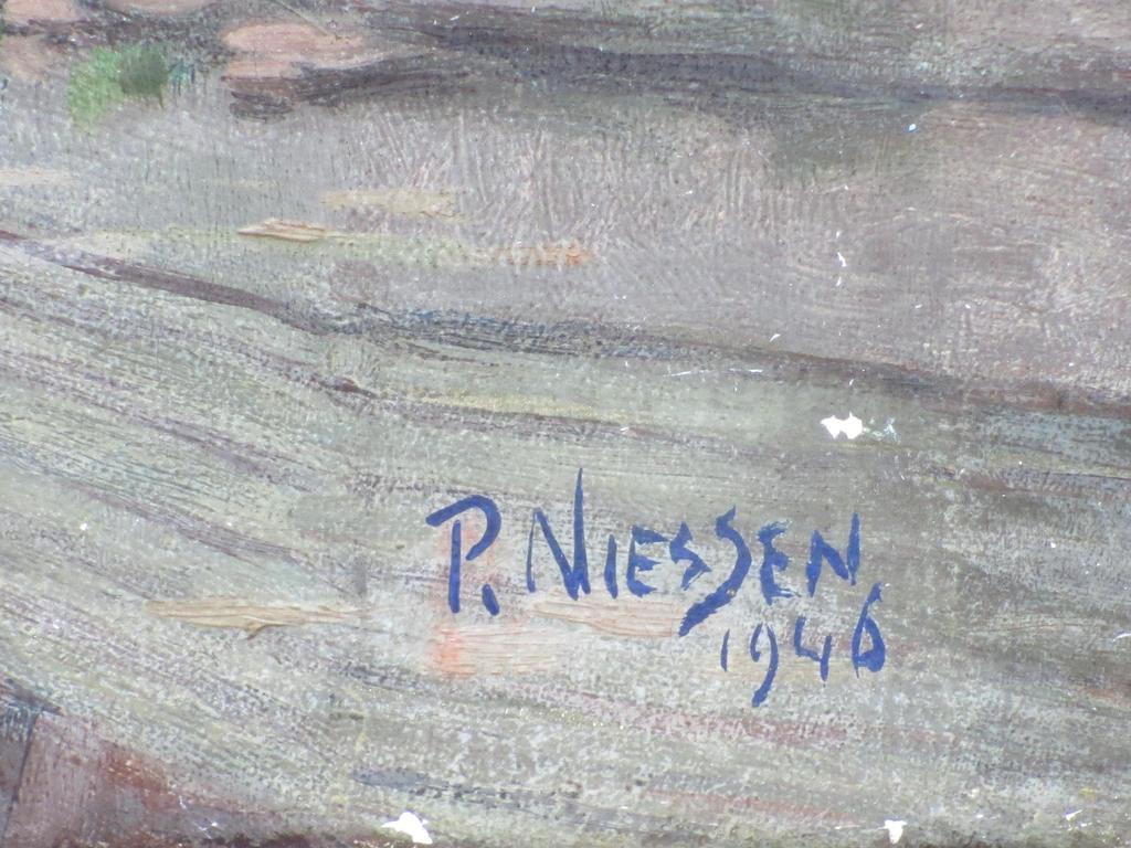 P.Niessen, Grachtengezicht Delft, Olieverf op doek kopen? Bied vanaf 35!