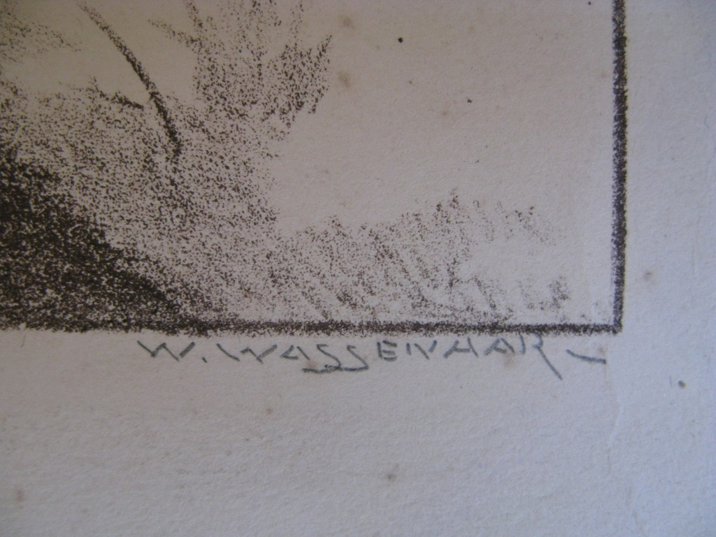 Willem Wassenaar, Ets?, Litho? besneeuwd bos, gesigneerd. kopen? Bied vanaf 1!